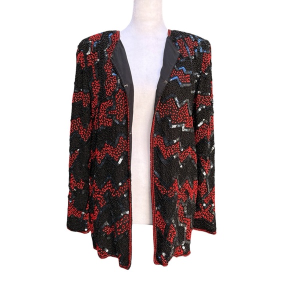 Vintage Sequins & Beaded Jacket with Silk Lining | Medium - Picture 6 of 10